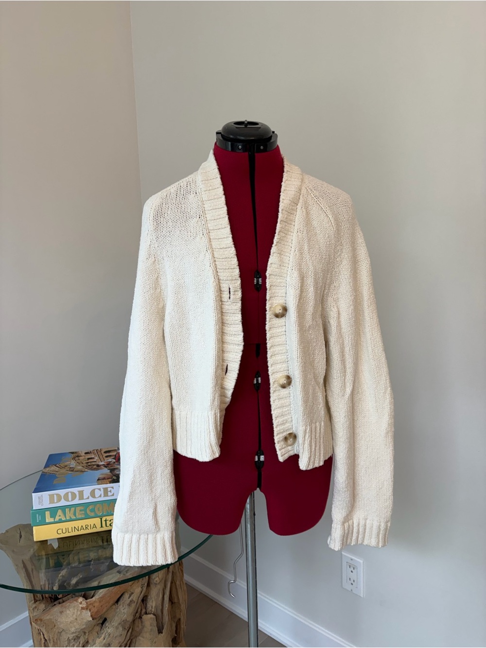 Abercrombie & Fitch Cream Button-Up Knit Cardigan